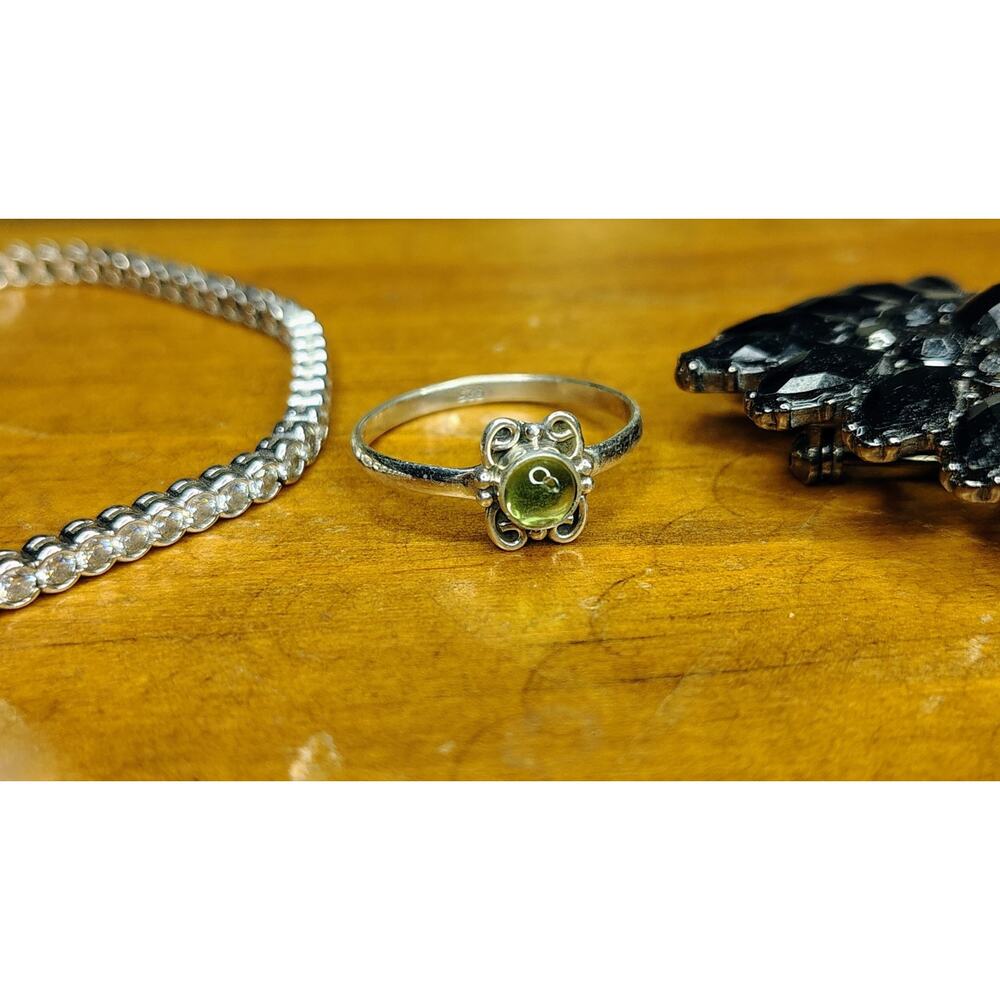 Lot Of 3 Pieces Jewelry Sterling Bracelet, Sterling Ring,Marked M Brooch - Picture 5 of 12